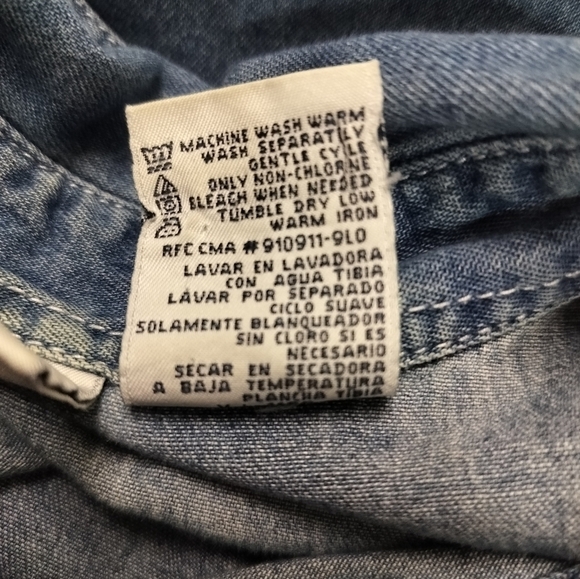 1801)Vtg Bobbie Brooks Short Sleeve Floral Butterfly Button down Denim Top 22/24 - Picture 7 of 7